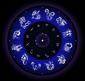 Astrological zodiac circle. Horoscope hand drawn zodiac signs